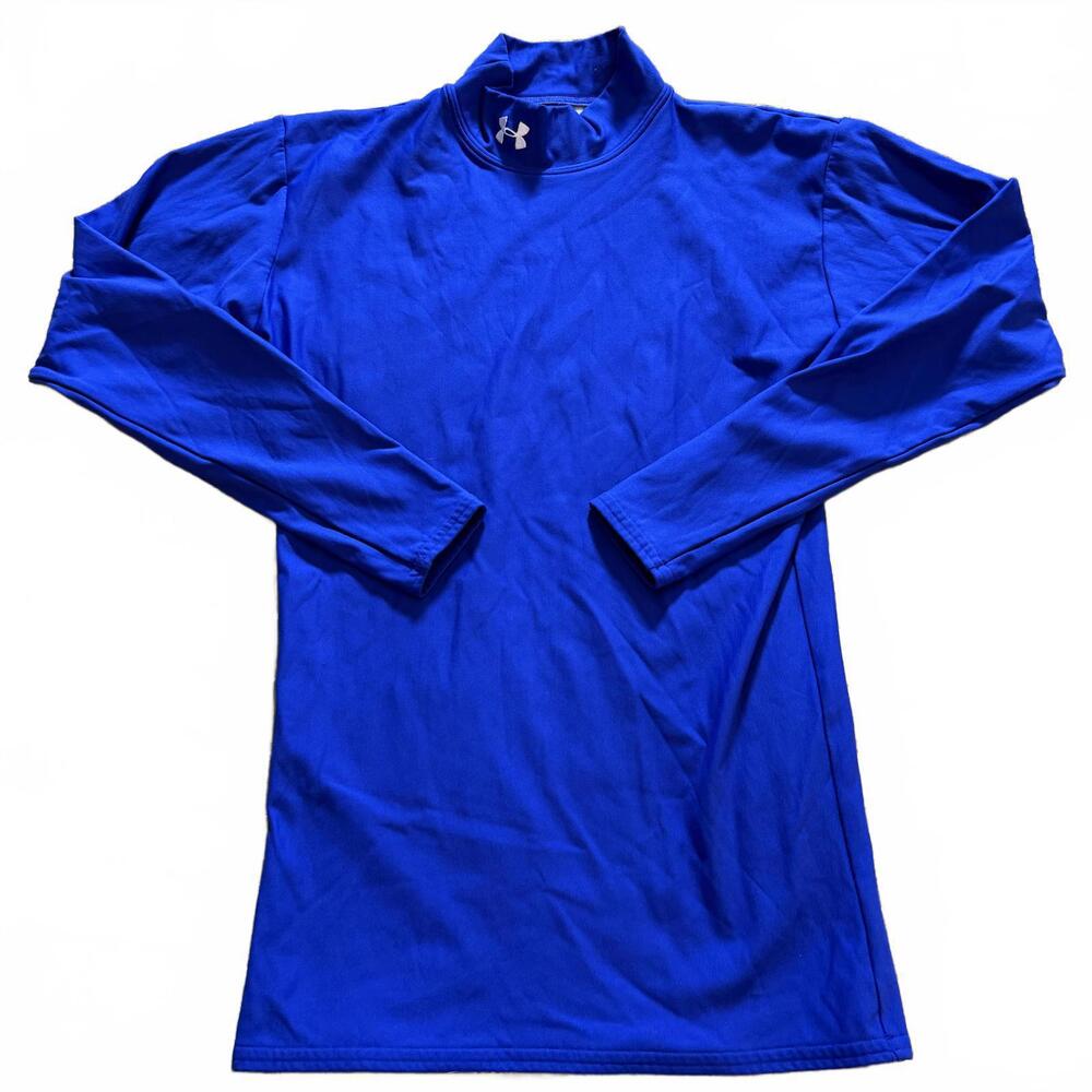 UNDER ARMOUR Womens L Cold Gear Long Sleeve Mock Turtle Royal Blue. Running Gear